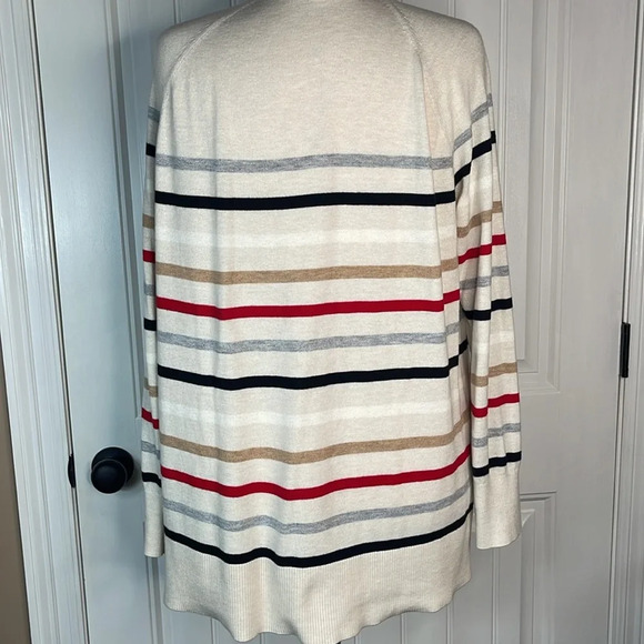 Loft Striped V-Neck Tunic Sweater Sz Large - Picture 6 of 9